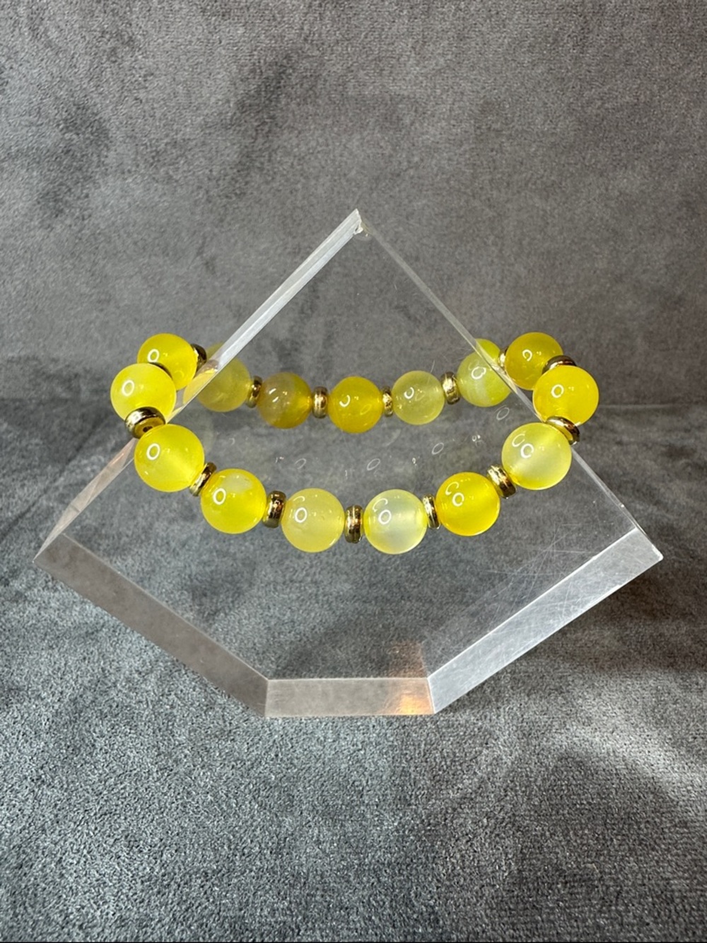 Yellow Glass Beaded Stretch Bracelet - Elegant Women's Jewelry